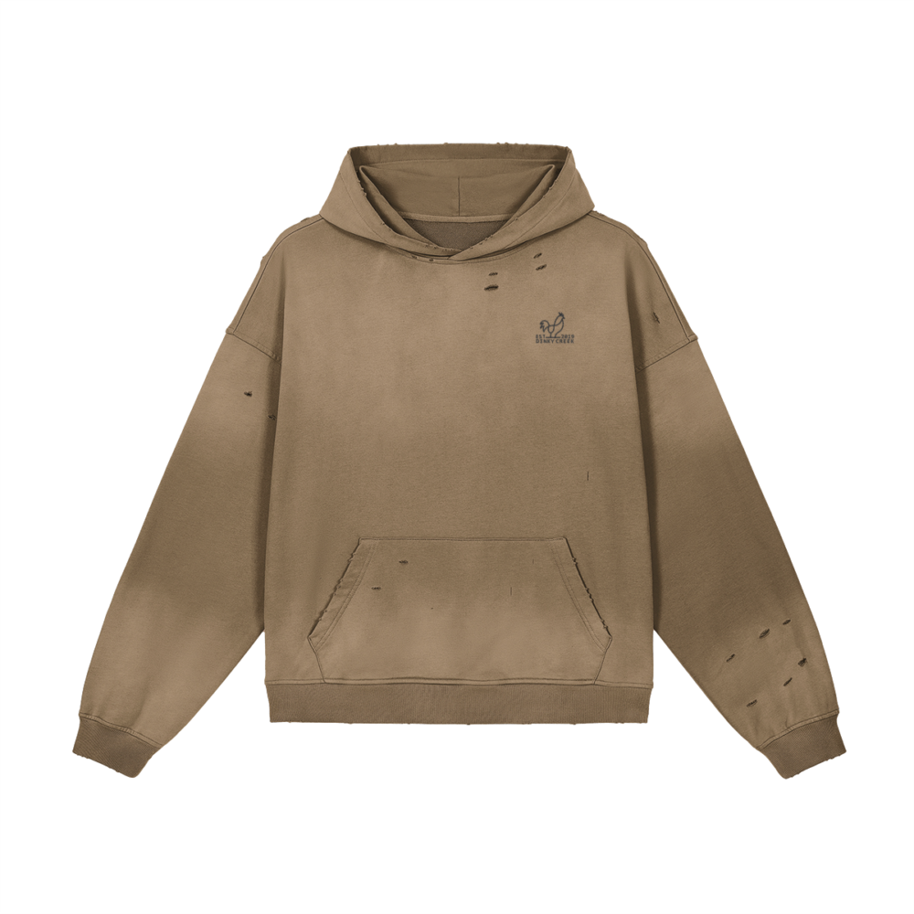 Embroidered Dinky Creek Distressed Hoodie